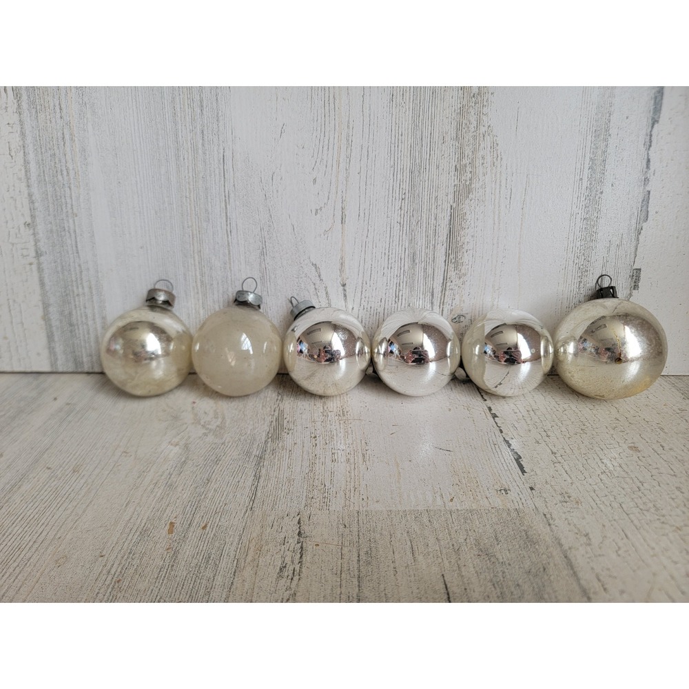 Vintage variety silver glass ball set ornament Xmas unique accessories